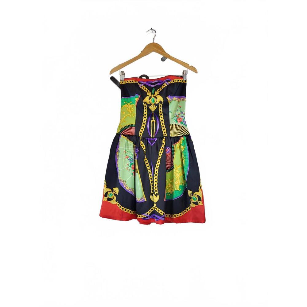 Vintage 90s AJ Bari Strapless Dress Scarf Print Cocktail